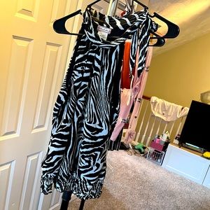 Soulmates Zebra Print Tank Top, Black & White, Adjustable Tie Neck, Flowy- Med